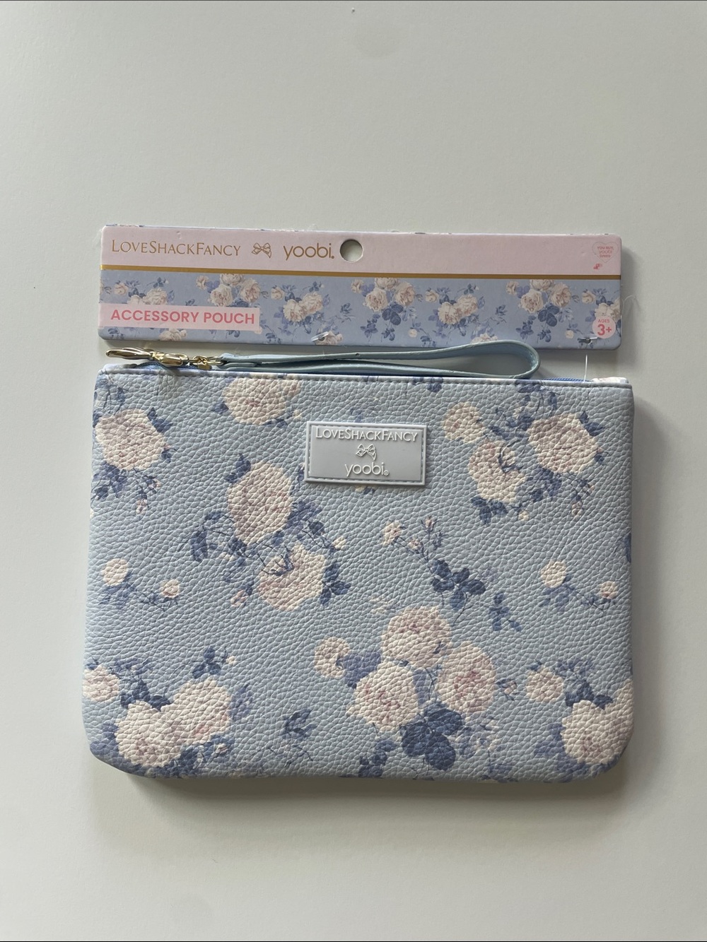 LoveShackFancy blue floral accessory pouch